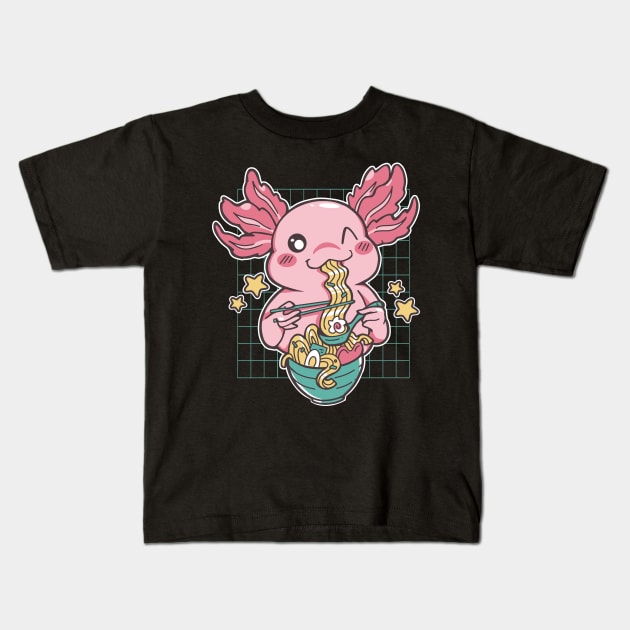 Plush Axolotl Ramen Shirt Kawaii Stuff Japanese Ramen Bowl Kids T-Shirt by Shadowbyte91